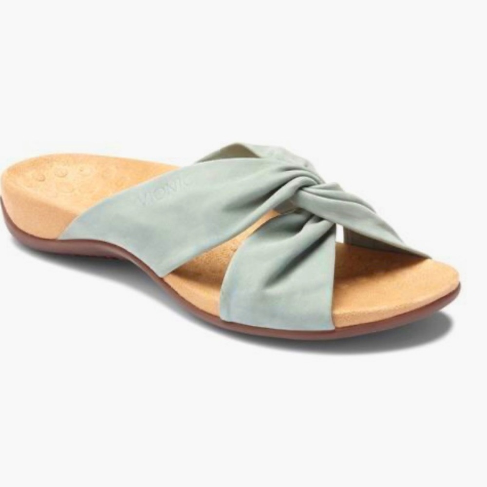 Vionic Shelley Slide Sandal Mint Color Soft Buttery Suede Size 6